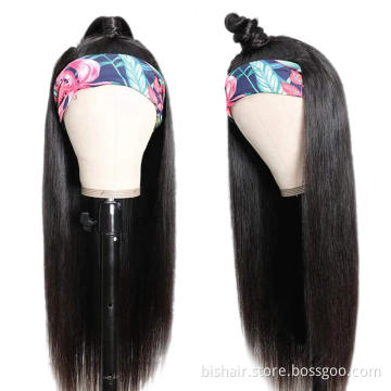 Headband wig straight hair real human hair suitable for women Brazilian real human hair without lace wig mechanism headband half